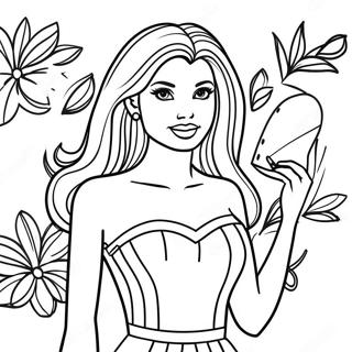 Fashionable Barbie Doll Coloring Page 29175-23049