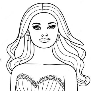 Fashionable Barbie Doll Coloring Page 29175-23050