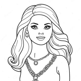 Fashionable Barbie Doll Coloring Page 29175-23052