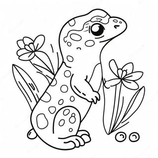 Søt Leopardgecko Med Blomster Fargeleggingsark 29425-23255