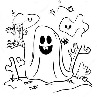 Spooky Ghosts Halloween Coloring Page 29435-23258