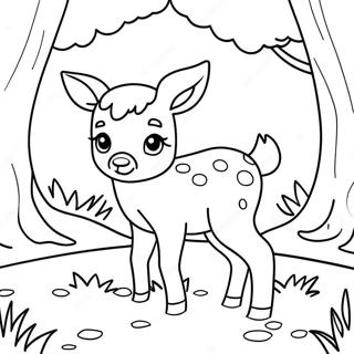 Cute Baby Deer In Forest Coloring Page 29555-23361