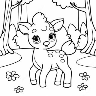 Cute Baby Deer In Forest Coloring Page 29555-23364