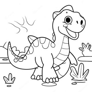 Friendly Water Dinosaur Coloring Page 29595-23391