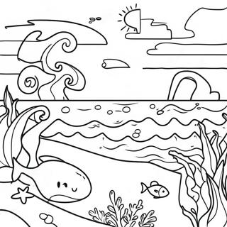 Blue Ocean Scene Coloring Page 2960-2369