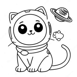 Space Cat Coloring Pages