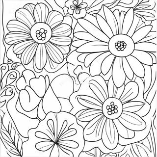 Side By Side Flowers Coloring Page 29655-23433