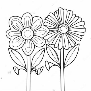 Side By Side Flowers Coloring Page 29655-23434