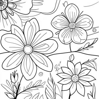 Side By Side Flowers Coloring Page 29655-23435