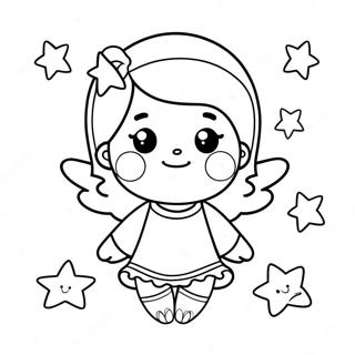 Cute Little Angel With Stars Coloring Page 29855-23598