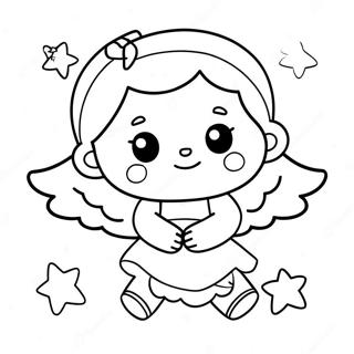 Cute Little Angel With Stars Coloring Page 29855-23599