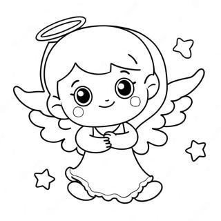 Cute Little Angel With Stars Coloring Page 29855-23600