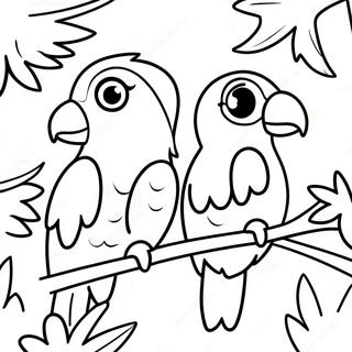 Colorful Parrots In The Rainforest Coloring Page 29865-23606