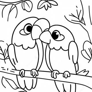 Colorful Parrots In The Rainforest Coloring Page 29865-23608