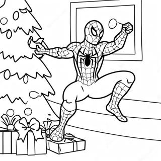 Spider-Man Decorating A Christmas Tree Coloring Page 29875-23621