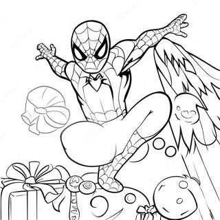 Spider-Man Decorating A Christmas Tree Coloring Page 29875-23622