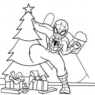 Spider-Man Decorating A Christmas Tree Coloring Page 29875-23624