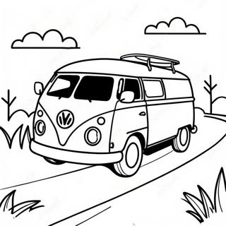 Colorful Van On A Road Coloring Page 29915-23651