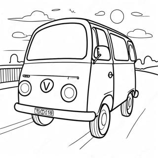 Colorful Van On A Road Coloring Page 29915-23652