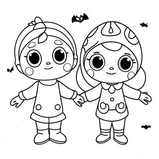 Cocomelon Characters In Spooky Costumes Coloring Page 29995-23707