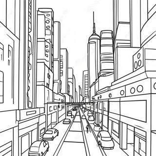 Cyberpunk Cityscape Coloring Page 30024-23753