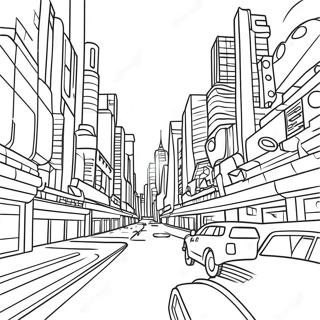 Cyberpunk Cityscape Coloring Page 30024-23754