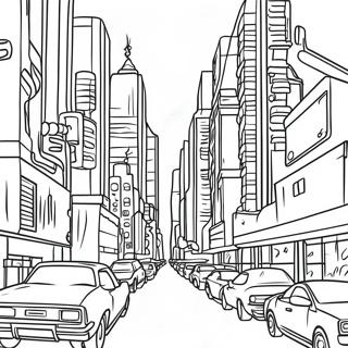 Cyberpunk Cityscape Coloring Page 30024-23755