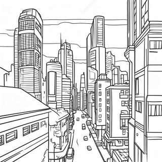 Cyberpunk Cityscape Coloring Page 30024-23756