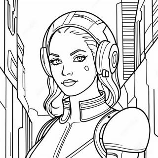 Futuristic Cyberpunk Character Coloring Page 30025-23738