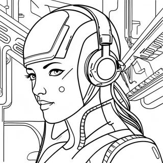 Futuristic Cyberpunk Character Coloring Page 30025-23740