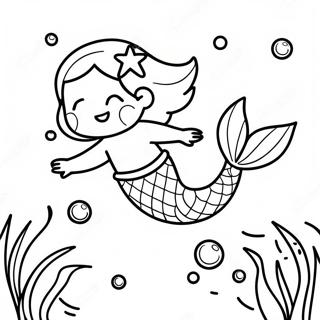 Boy Mermaid Swimming In The Ocean Coloring Page 30114-23798