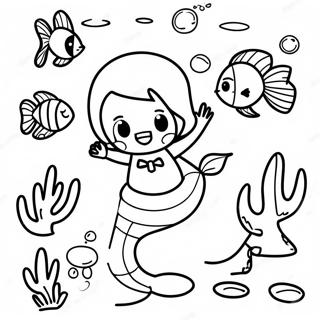 Adventurous Boy Mermaid Exploring Coral Reefs Coloring Page 30115-23805