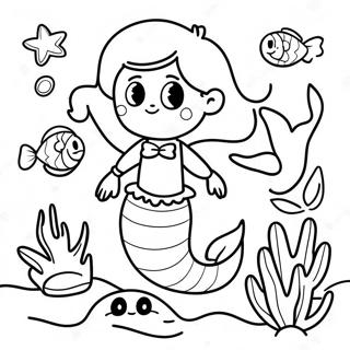 Adventurous Boy Mermaid Exploring Coral Reefs Coloring Page 30115-23806