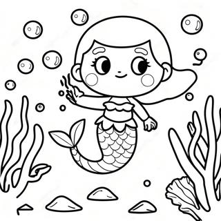 Adventurous Boy Mermaid Exploring Coral Reefs Coloring Page 30115-23807