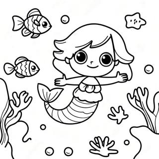 Adventurous Boy Mermaid Exploring Coral Reefs Coloring Page 30115-23808