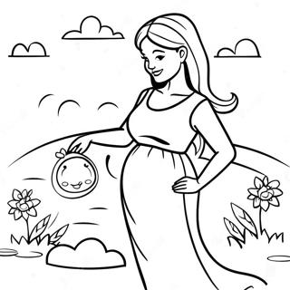 Cute Pregnant Woman With Baby Bump Coloring Page 30135-23825