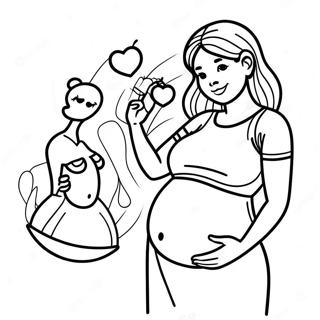 Cute Pregnant Woman With Baby Bump Coloring Page 30135-23826