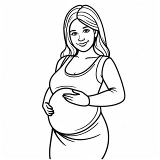 Cute Pregnant Woman With Baby Bump Coloring Page 30135-23827