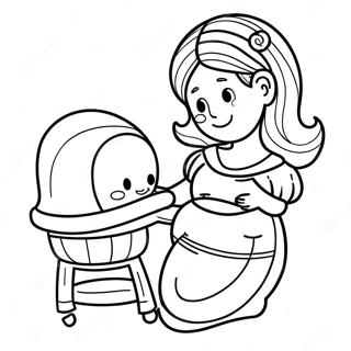 Cute Pregnant Woman With Baby Bump Coloring Page 30135-23828