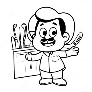 Friendly Dentist With Tools Coloring Page 30155-23854