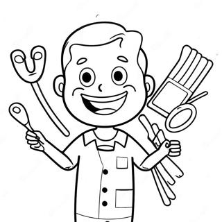 Friendly Dentist With Tools Coloring Page 30155-23856