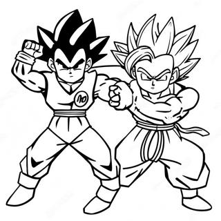 Goku En Vegeta Actie Pose Kleurplaat 30254-23907