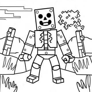 Minecraft İskeleti Boyama Sayfaları