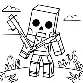 Creepy Minecraft Skeleton With Bow Coloring Page 30275-23981