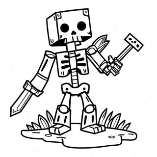 Creepy Minecraft Skeleton With Bow Coloring Page 30275-23982