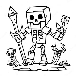 Creepy Minecraft Skeleton With Bow Coloring Page 30275-23983