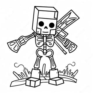 Creepy Minecraft Skeleton With Bow Coloring Page 30275-23984