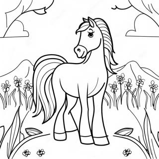 Majestic Horse In A Meadow Coloring Page 30295-23949