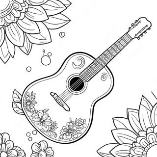 Akustisk Guitar Med Blomster Malebog 3031-2418