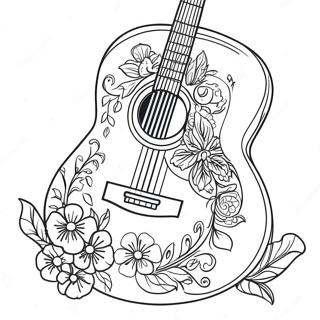 Akustisk Guitar Med Blomster Malebog 3031-2419